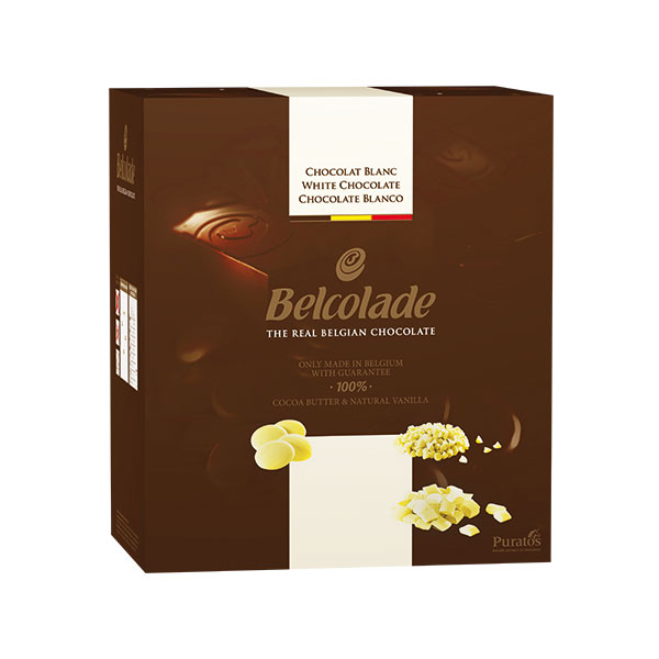 8kg Belcolade Cacao-Trace Drops Amber White 30%