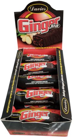 Davies Ginger Bar counter display unit filled with 18 bars.